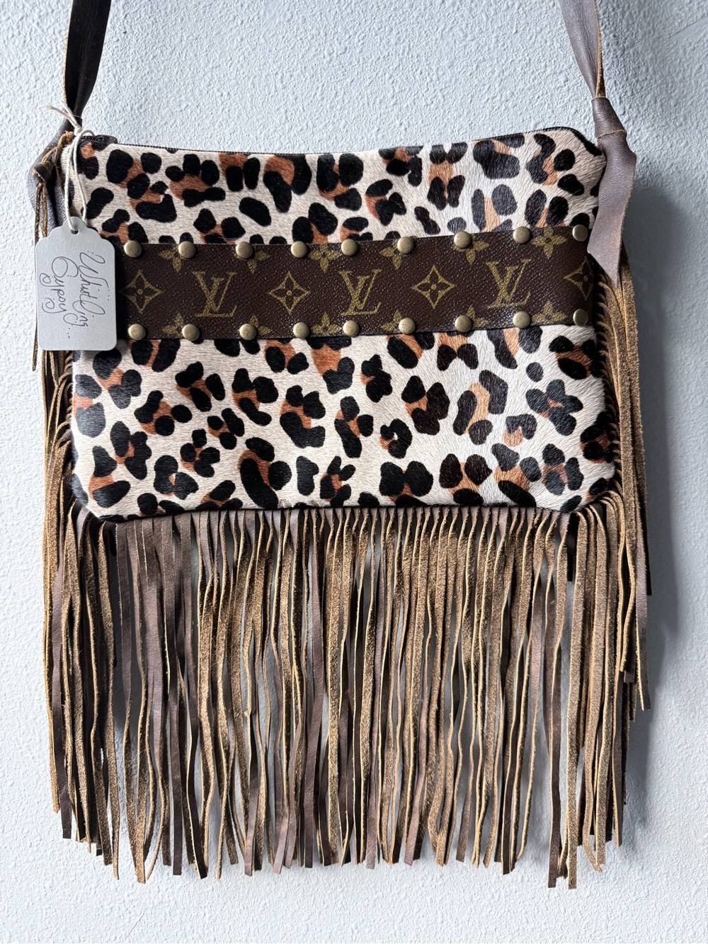 Upcycled Louis Vuitton Cowhide Western Chic Fringe Festival Leather Bag